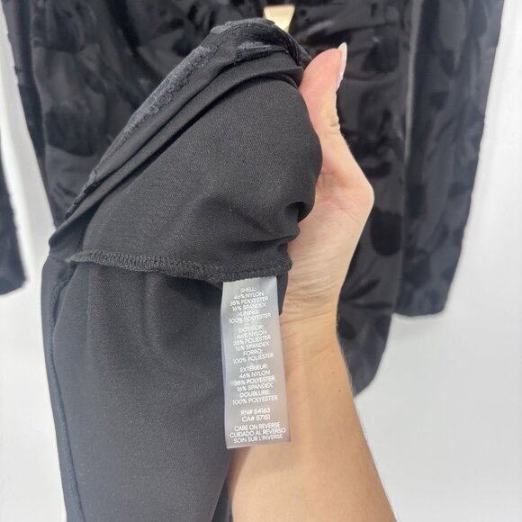 Calvin Klein Womens Black Velvet Mini Burnout Sheath Dress Size 12 Floral - Picture 6 of 12